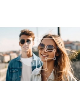 Intra Συλλεκτικό Ξύλινο Παζλ Plywood  4mm - Νεαρό ζευγάρι στη γέφυρα με εκπληκτική θέα στην πόλη Σε Ξύλινο Κουτί - Διαστάσεις Puzzle: 10x10 cm – 25 κομμάτια