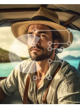 Intra Συλλεκτικό Ξύλινο Παζλ Plywood  4mm - Vintage αυτοκίνητο παρκαρισμένο δίπλα στο σώμα του νερού με βουνά στο φόντο Σε Ξύλινο Κουτί - Διαστάσεις Puzzle: 10x10 cm – 25 κομμάτια