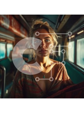 Intra Συλλεκτικό Ξύλινο Παζλ Plywood  4mm - Όμορφη νεαρή γυναίκα σε ένα τρένο που κοιτάζει έξω από το παράθυρο Σε Ξύλινο Κουτί - Διαστάσεις Puzzle: 10x10 cm – 25 κομμάτια