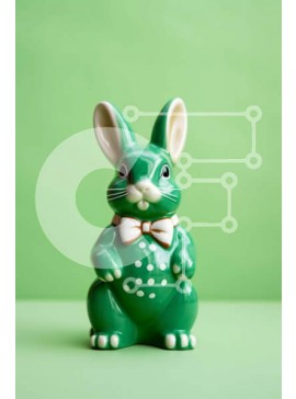 Intra Συλλεκτικό Ξύλινο Παζλ Plywood  4mm - Ειδώλιο λαγουδάκι του Πάσχα σε πράσινο φόντο Σε Ξύλινο Κουτί - Διαστάσεις Puzzle: 10x10 cm – 25 κομμάτια