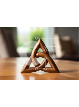 Intra Συλλεκτικό Ξύλινο Παζλ Plywood  4mm - Ξύλινο σύμβολο της Τριάδας σε δρύινο τραπέζι Σε Ξύλινο Κουτί - Διαστάσεις Puzzle: 10x10 cm – 25 κομμάτια