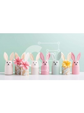 Intra Συλλεκτικό Ξύλινο Παζλ Plywood  4mm - Πολύχρωμα χάρτινα λαγουδάκια για το Πάσχα και τις ειδικές περιστάσεις Σε Ξύλινο Κουτί - Διαστάσεις Puzzle: 10x10 cm – 25 κομμάτια