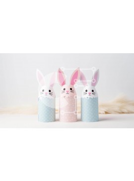 Intra Συλλεκτικό Ξύλινο Παζλ Plywood  4mm - Χάρτινα κουνελάκια σε λευκή γούνα με θέμα το Πάσχα Σε Ξύλινο Κουτί - Διαστάσεις Puzzle: 10x10 cm – 25 κομμάτια