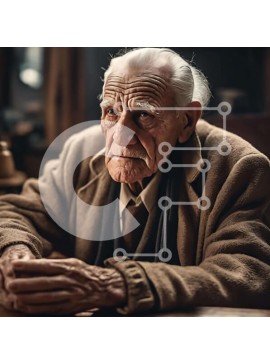 Intra Συλλεκτικό Ξύλινο Παζλ Plywood  4mm - Ηλικιωμένος άνδρας που συλλογίζεται σε ένα τραπέζι Σε Ξύλινο Κουτί - Διαστάσεις Puzzle: 10x10 cm – 25 κομμάτια