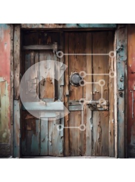 Intra Συλλεκτικό Ξύλινο Παζλ Plywood  4mm - Παλιά ξεπερασμένη ξύλινη πόρτα με στρογγυλό πόμολο Σε Ξύλινο Κουτί - Διαστάσεις Puzzle: 10x10 cm – 25 κομμάτια