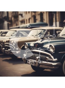 Intra Συλλεκτικό Ξύλινο Παζλ Plywood  4mm - Vintage αυτοκίνητα στην οθόνη σε αστικό περιβάλλον Σε Ξύλινο Κουτί - Διαστάσεις Puzzle: 10x10 cm – 25 κομμάτια