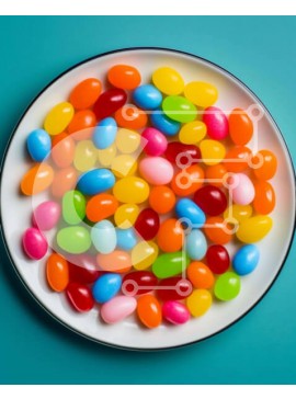 Σετ των 2 Intra Συλλεκτικό Ξύλινο Παζλ Plywood  4mm - Πολύχρωμα φασόλια ζελέ σε λευκό πιάτο Σε Ξύλινο Κουτί - Διαστάσεις: 10x10 cm – 25 κομμάτια