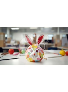 Intra Συλλεκτικό Ξύλινο Παζλ Plywood  4mm - Διακοσμητικό χάρτινο λαγουδάκι με πασχαλινό θέμα σε τραπέζι γραφείου Σε Ξύλινο Κουτί - Διαστάσεις Puzzle: 10x10 cm – 25 κομμάτια