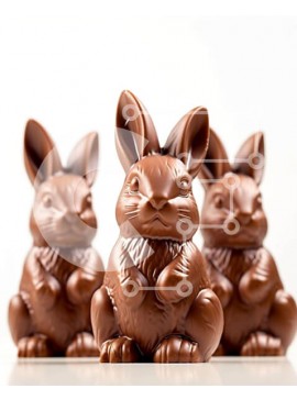 Intra Συλλεκτικό Ξύλινο Παζλ Plywood  4mm - Σοκολατένια ειδώλια λαγουδάκι του Πάσχα Σε Ξύλινο Κουτί - Διαστάσεις Puzzle: 10x10 cm – 25 κομμάτια