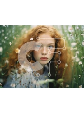 Intra Συλλεκτικό Ξύλινο Παζλ Plywood  4mm - Εκπληκτική εικόνα γυναίκας στο πεδίο των αγριολούλουδων με μπουκέτο Σε Ξύλινο Κουτί - Διαστάσεις Puzzle: 10x10 cm – 25 κομμάτια