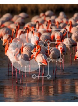 Intra Συλλεκτικό Ξύλινο Παζλ Plywood  4mm - Εκπληκτική εικόνα των φλαμίνγκο κατά τη διάρκεια του ηλιοβασιλέματος Σε Ξύλινο Κουτί - Διαστάσεις: 10x10 cm – 25 κομμάτια