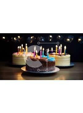 Σετ των 2 Intra Συλλεκτικό Ξύλινο Παζλ Plywood  4mm - Τρεις τούρτες γενεθλίων με αναμμένα κεριά - Φωτογραφία Αρχείου Σε Ξύλινο Κουτί - Διαστάσεις: 10x10 cm – 25 κομμάτια