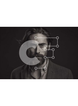 Intra Συλλεκτικό Ξύλινο Παζλ Plywood  4mm - Πορτρέτο ενός σοβαρού άνδρα με κοστούμι και γραβάτα με γένια και γυαλιά Σε Ξύλινο Κουτί - Διαστάσεις Puzzle: 10x10 cm – 25 κομμάτια