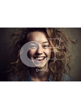 Intra Συλλεκτικό Ξύλινο Παζλ Plywood  4mm - Όμορφο πορτρέτο μιας νεαρής γυναίκας με σγουρά μαλλιά και τζιν πουκάμισο Σε Ξύλινο Κουτί - Διαστάσεις Puzzle: 10x10 cm – 25 κομμάτια