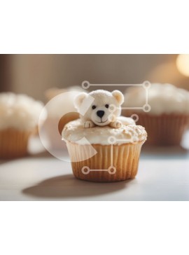 Σετ των 2 Intra Συλλεκτικό Ξύλινο Παζλ Plywood  4mm - Teddy Bear Cupcake με White Frosting Σε Ξύλινο Κουτί - Διαστάσεις: 10x10 cm – 25 κομμάτια