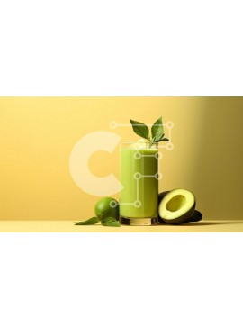 Σετ των 2 Intra Συλλεκτικό Ξύλινο Παζλ Plywood  4mm - Πράσινο Smoothie με αβοκάντο και λεμόνι σε πορτοκαλί φόντο Σε Ξύλινο Κουτί - Διαστάσεις: 10x10 cm – 25 κομμάτια