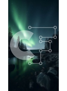 Σετ των 2 Intra Συλλεκτικό Ξύλινο Παζλ Plywood  4mm - Εκπληκτική Aurora Borealis που φωτίζει τον ουρανό πάνω από μια γαλήνια λίμνη Σε Ξύλινο Κουτί - Διαστάσεις: 10x10 cm – 25 κομμάτια