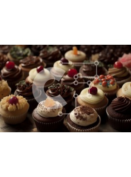 Σετ των 2 Intra Συλλεκτικό Ξύλινο Παζλ Plywood  4mm - Λαχταριστά cupcakes με ποικιλία γαρνιτούρων και διακοσμήσεων Σε Ξύλινο Κουτί - Διαστάσεις: 10x10 cm – 25 κομμάτια