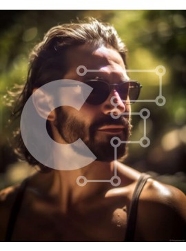 Intra Συλλεκτικό Ξύλινο Παζλ Plywood  4mm - Κομψός άντρας με μακριά μαλλιά και γένια στη μέση της φύσης Σε Ξύλινο Κουτί - Διαστάσεις: 10x10 cm – 25 κομμάτια