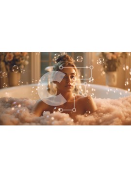 Σετ των 2 Intra Συλλεκτικό Ξύλινο Παζλ Plywood  4mm - Χαλαρωτικό αφρόλουτρο: Η νεαρή γυναίκα απολαμβάνει το μπάνιο στο πολυτελές μπάνιο Σε Ξύλινο Κουτί - Διαστάσεις: 10x10 cm – 25 κομμάτια