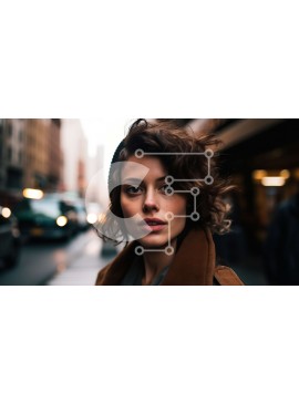 Intra Συλλεκτικό Ξύλινο Παζλ Plywood  4mm - Γυναίκα με καφέ σακάκι που κοιτάζει μακριά στην οδό της πόλης Σε Ξύλινο Κουτί - Διαστάσεις Puzzle: 10x10 cm – 25 κομμάτια