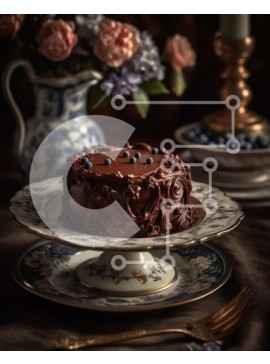 Σετ των 2 Intra Συλλεκτικό Ξύλινο Παζλ Plywood  4mm - Νόστιμο κέικ σοκολάτας με φρέσκα βατόμουρα Σε Ξύλινο Κουτί - Διαστάσεις: 10x10 cm – 25 κομμάτια