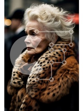 Intra Συλλεκτικό Ξύλινο Παζλ Plywood  4mm - Πορτρέτο της κομψής ηλικιωμένης γυναίκας στην οδό της πόλης Σε Ξύλινο Κουτί - Διαστάσεις Puzzle: 10x10 cm – 25 κομμάτια