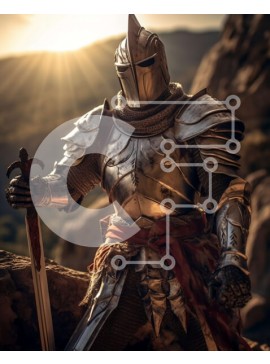 Intra Συλλεκτικό Ξύλινο Παζλ Plywood  4mm - Ιππότης με λαμπερή πανοπλία με θέα σε ένα απέραντο τοπίο Σε Ξύλινο Κουτί - Διαστάσεις Puzzle: 10x10 cm – 25 κομμάτια