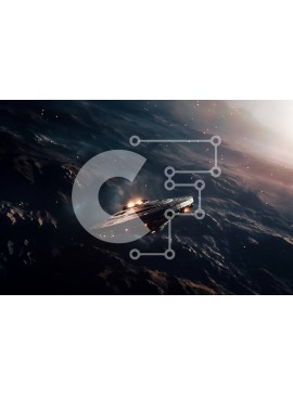 Intra Συλλεκτικό Ξύλινο Παζλ Plywood  4mm - Διαστημόπλοιο που πετάει στο διάστημα με αστέρια στο φόντο Σε Ξύλινο Κουτί - Διαστάσεις Puzzle: 10x10 cm – 25 κομμάτια