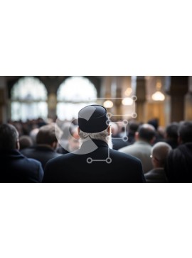 Intra Συλλεκτικό Ξύλινο Παζλ Plywood  4mm - Άνδρας με τα μαύρα σε μια θρησκευτική συγκέντρωση Σε Ξύλινο Κουτί - Διαστάσεις Puzzle: 10x10 cm – 25 κομμάτια