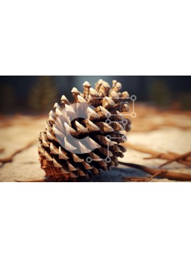 Intra Συλλεκτικό Ξύλινο Παζλ Plywood  4mm - Κουκουνάρι στο έδαφος με τα γύρω κλαδιά και τα φύλλα Σε Ξύλινο Κουτί - Διαστάσεις: 10x10 cm – 25 κομμάτια