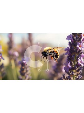 Intra Συλλεκτικό Ξύλινο Παζλ Plywood  4mm - Μέλισσα αιωρείται πάνω από λουλούδια λεβάντας Σε Ξύλινο Κουτί - Διαστάσεις: 10x10 cm – 25 κομμάτια