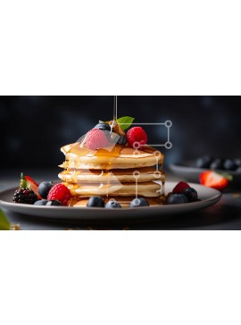 Σετ των 2 Intra Συλλεκτικό Ξύλινο Παζλ Plywood  4mm - Στοίβα από τηγανίτες με φρέσκα μούρα και σιρόπι Σε Ξύλινο Κουτί - Διαστάσεις: 10x10 cm – 25 κομμάτια