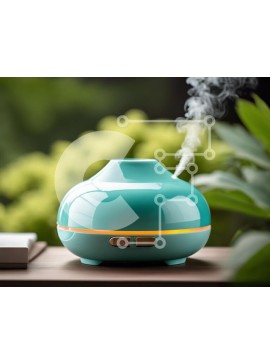 Intra Συλλεκτικό Ξύλινο Παζλ Plywood  4mm - Υγραντήρας Teal με ατμό και φυτά Σε Ξύλινο Κουτί - Διαστάσεις Puzzle: 10x10 cm – 25 κομμάτια