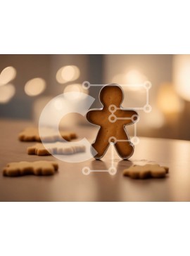 Σετ των 2 Intra Συλλεκτικό Ξύλινο Παζλ Plywood  4mm - Κόφτης μπισκότων Gingerbread Man που περιβάλλεται από φρεσκοψημένα μπισκότα Σε Ξύλινο Κουτί - Διαστάσεις: 10x10 cm – 25 κομμάτια