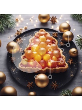 Σετ των 2 Intra Συλλεκτικό Ξύλινο Παζλ Plywood  4mm - Γιορτινή ανάποδη τούρτα με φρούτα και χρυσά στολίδια Σε Ξύλινο Κουτί - Διαστάσεις: 10x10 cm – 25 κομμάτια