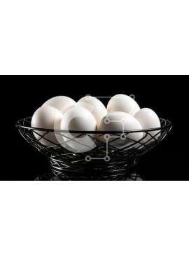 Σετ των 2 Intra Συλλεκτικό Ξύλινο Παζλ Plywood  4mm - Φρέσκα λευκά αυγά σε ένα συρμάτινο καλάθι Σε Ξύλινο Κουτί - Διαστάσεις: 10x10 cm – 25 κομμάτια