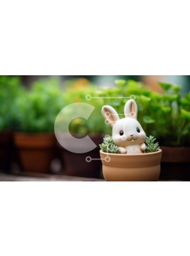 Intra Συλλεκτικό Ξύλινο Παζλ Plywood  4mm - Ειδώλιο λαγουδάκι άνοιξη και Πάσχα σε γλάστρα Σε Ξύλινο Κουτί - Διαστάσεις Puzzle: 10x10 cm – 25 κομμάτια