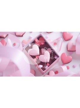 Intra Συλλεκτικό Ξύλινο Παζλ Plywood  4mm - Ροζ κουτιά και κορδέλες σε σχήμα καρδιάς Σε Ξύλινο Κουτί - Διαστάσεις Puzzle: 10x10 cm – 25 κομμάτια