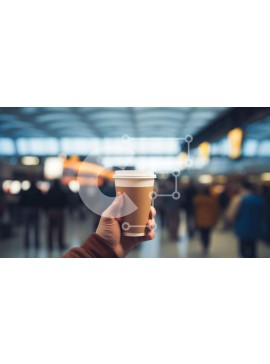 Intra Συλλεκτικό Ξύλινο Παζλ Plywood  4mm - Άδειο φλιτζάνι καφέ στο αεροδρόμιο Σε Ξύλινο Κουτί - Διαστάσεις Puzzle: 10x10 cm – 25 κομμάτια