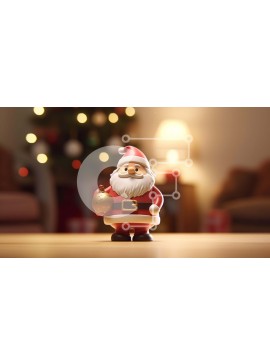 Intra Συλλεκτικό Ξύλινο Παζλ Plywood  4mm - Ειδώλιο Άγιου Βασίλη μπροστά από το φωτισμένο χριστουγεννιάτικο δέντρο Σε Ξύλινο Κουτί - Διαστάσεις: 10x10 cm – 25 κομμάτια