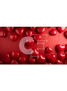 Intra Συλλεκτικό Ξύλινο Παζλ Plywood  4mm - Ομάδα κόκκινων μπαλονιών σε σχήμα καρδιάς που επιπλέουν στον αέρα Σε Ξύλινο Κουτί - Διαστάσεις Puzzle: 10x10 cm – 25 κομμάτια