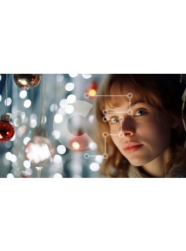 Intra Συλλεκτικό Ξύλινο Παζλ Plywood  4mm - Πορτρέτο μιας νεαρής γυναίκας με πολύχρωμα στολίδια Σε Ξύλινο Κουτί - Διαστάσεις Puzzle: 10x10 cm – 25 κομμάτια