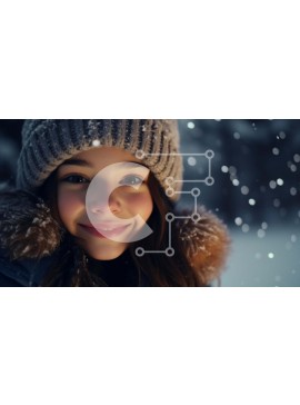 Intra Συλλεκτικό Ξύλινο Παζλ Plywood  4mm - Χαμογελαστό κορίτσι στο χιόνι με πορτοκαλί καπέλο Σε Ξύλινο Κουτί - Διαστάσεις Puzzle: 10x10 cm – 25 κομμάτια