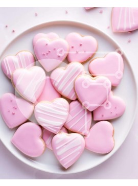 Σετ των 2 Intra Συλλεκτικό Ξύλινο Παζλ Plywood  4mm - Μπισκότα για την Ημέρα του Αγίου Βαλεντίνου σε σχήμα καρδιάς σε ένα πιάτο Σε Ξύλινο Κουτί - Διαστάσεις: 10x10 cm – 25 κομμάτια