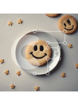 Σετ των 2 Intra Συλλεκτικό Ξύλινο Παζλ Plywood  4mm - Πιάτο με μπισκότα διακοσμημένο ως χαμογελαστό πρόσωπο και αστέρια Σε Ξύλινο Κουτί - Διαστάσεις: 10x10 cm – 25 κομμάτια