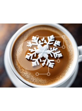Σετ των 2 Intra Συλλεκτικό Ξύλινο Παζλ Plywood  4mm - Φλιτζάνι καφέ ή ζεστό κακάο με διακόσμηση από νιφάδες χιονιού Σε Ξύλινο Κουτί - Διαστάσεις: 10x10 cm – 25 κομμάτια