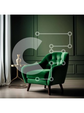 Intra Συλλεκτικό Ξύλινο Παζλ Plywood  4mm - Κομψή πράσινη βελούδινη πολυθρόνα σε δωμάτιο με χαμηλό φωτισμό Σε Ξύλινο Κουτί - Διαστάσεις Puzzle: 10x10 cm – 25 κομμάτια