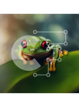 Intra Συλλεκτικό Ξύλινο Παζλ Plywood  4mm - Πράσινος δεντροβάτραχος με κόκκινα μάτια στο φύλλο Σε Ξύλινο Κουτί - Διαστάσεις: 10x10 cm – 25 κομμάτια