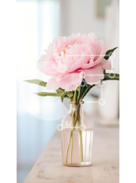 Σετ των 2 Intra Συλλεκτικό Ξύλινο Παζλ Plywood  4mm - Ροζ λουλούδι παιώνιας σε διάφανο βάζο στο τραπέζι Σε Ξύλινο Κουτί - Διαστάσεις: 10x10 cm – 25 κομμάτια